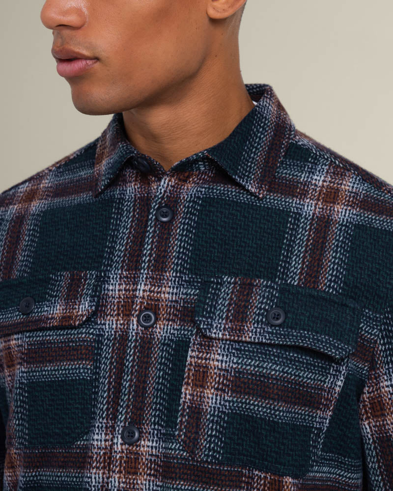 Larsson &amp; Co Men’s Skagen Multi Check Jersey Casual Overshirt