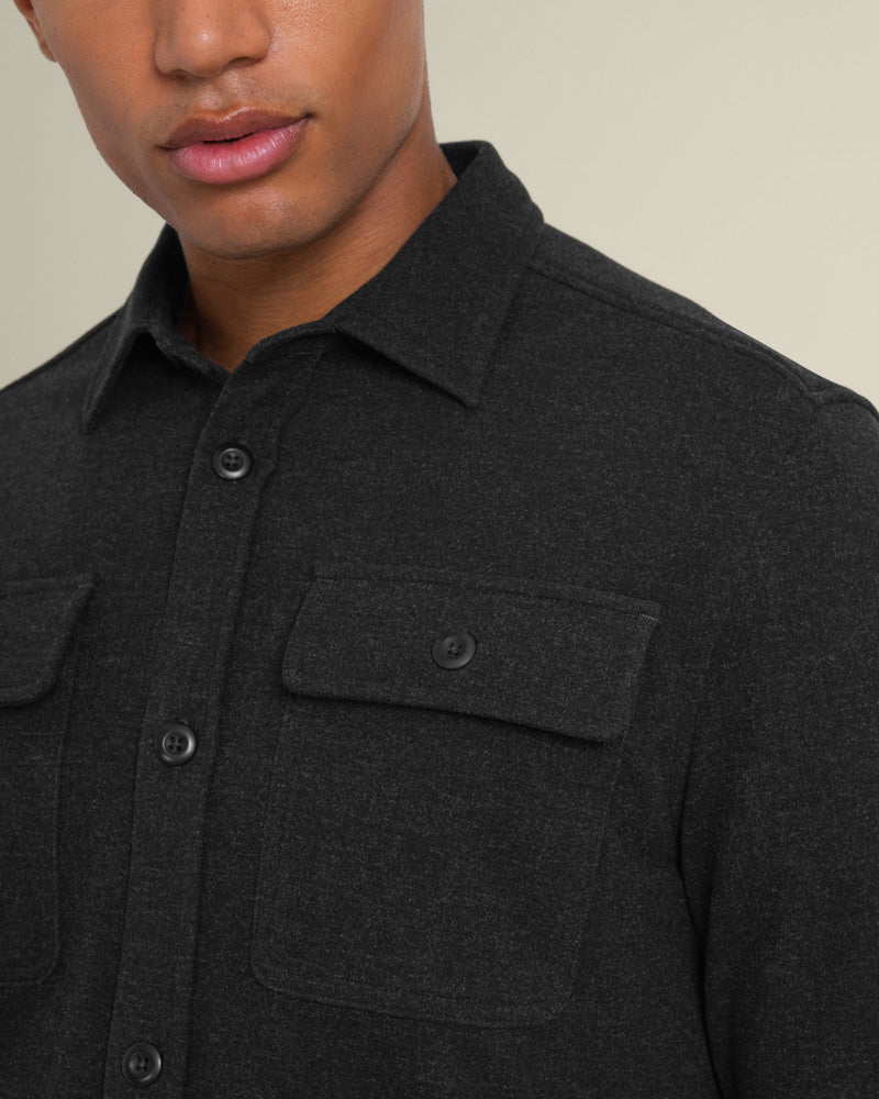 Larsson &amp; Co Men’s Malov Charcoal Jersey Casual Overshirt