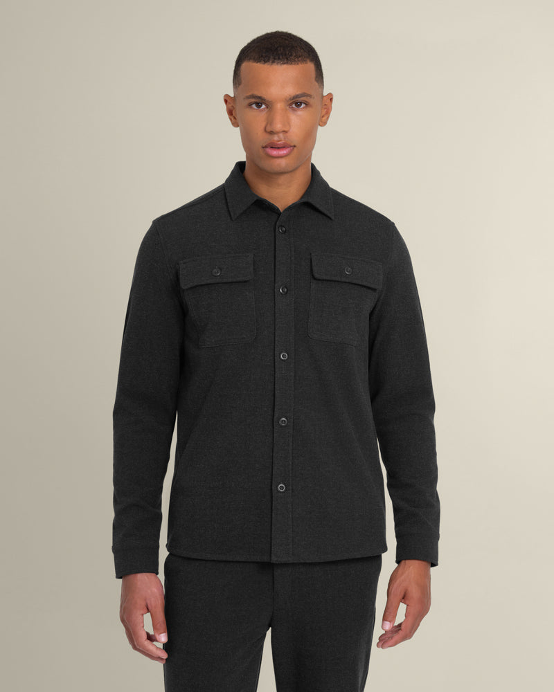 Larsson &amp; Co Men’s Malov Charcoal Jersey Casual Overshirt &amp; Trouser Set
