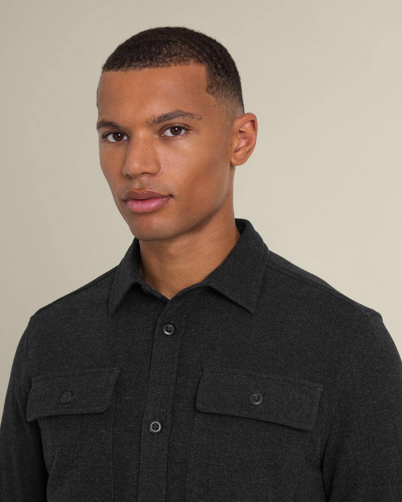 Larsson &amp; Co Men’s Malov Charcoal Jersey Casual Overshirt &amp; Trouser Set