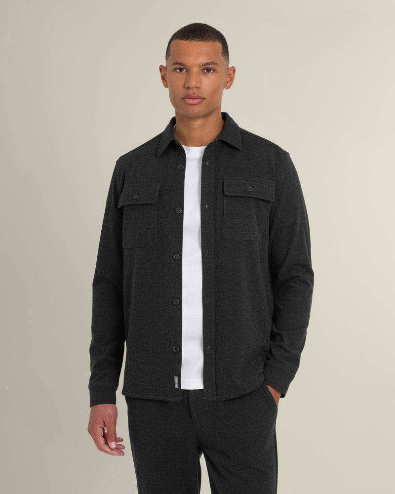 Larsson &amp; Co Men’s Malov Charcoal Jersey Casual Overshirt &amp; Trouser Set