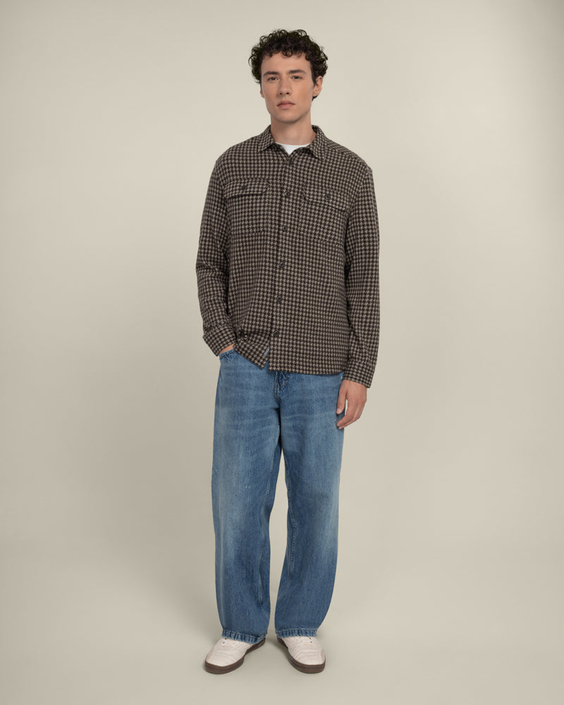 Ommel - Houndstooth Jersey Casual Overshirt