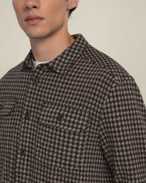 Ommel - Houndstooth Jersey Casual Overshirt