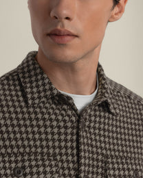 Ommel - Houndstooth Jersey Casual Overshirt
