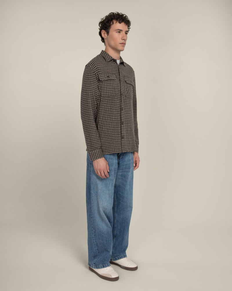 Ommel - Houndstooth Jersey Casual Overshirt