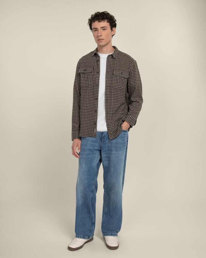 Ommel - Houndstooth Jersey Casual Overshirt