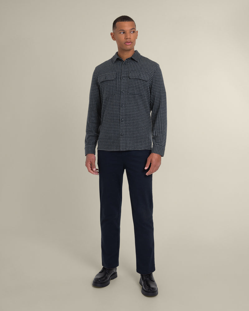Ommel - Houndstooth Jersey Casual Overshirt