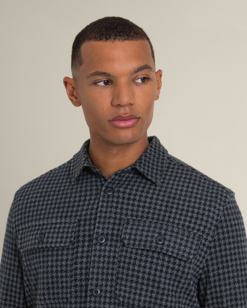 Ommel - Houndstooth Jersey Casual Overshirt