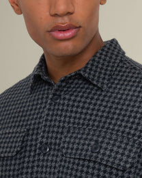 Ommel - Houndstooth Jersey Casual Overshirt