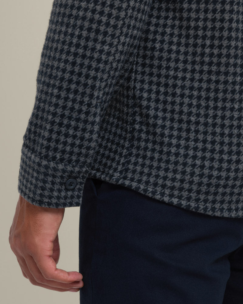 Ommel - Houndstooth Jersey Casual Overshirt