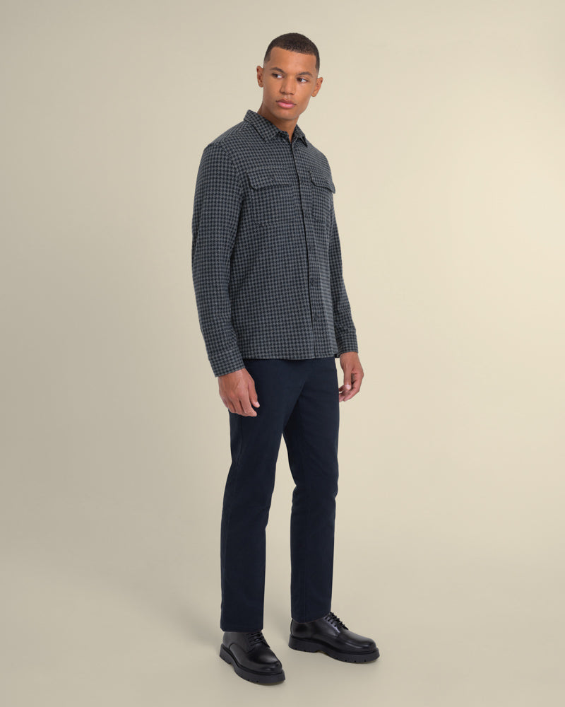 Ommel - Houndstooth Jersey Casual Overshirt