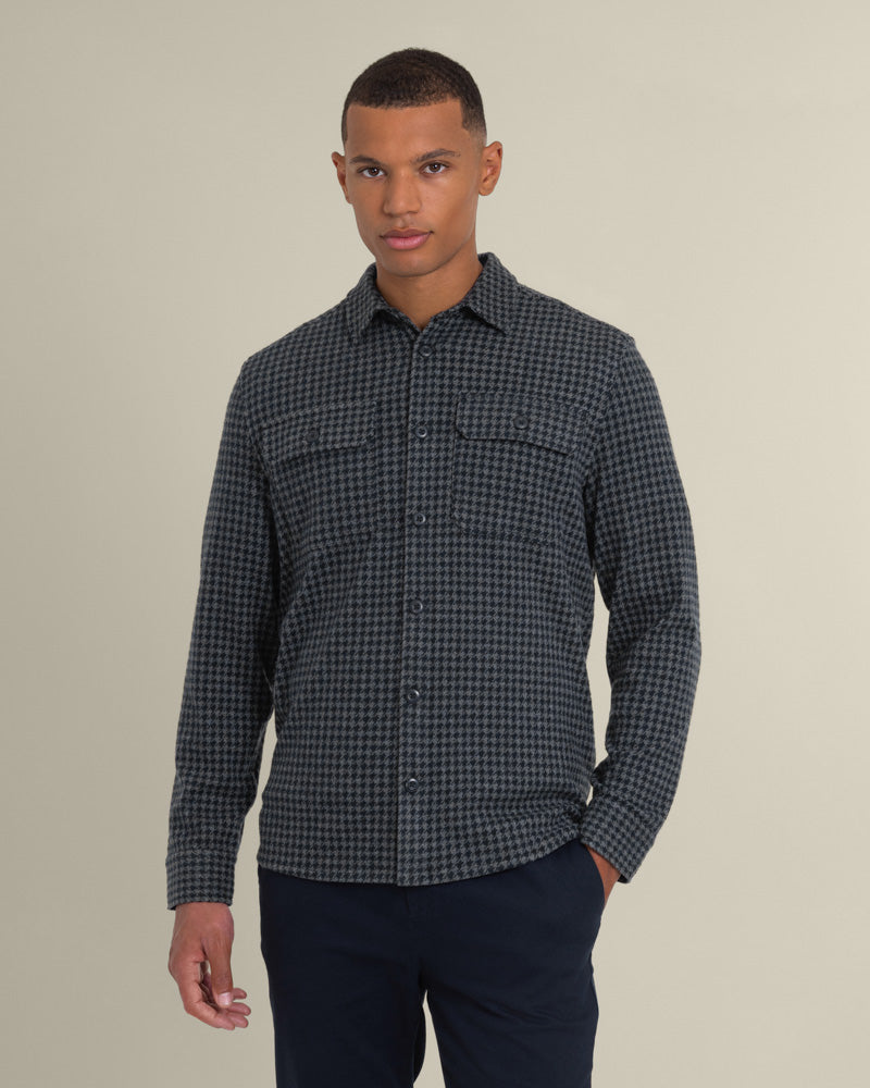 Ommel - Houndstooth Jersey Casual Overshirt