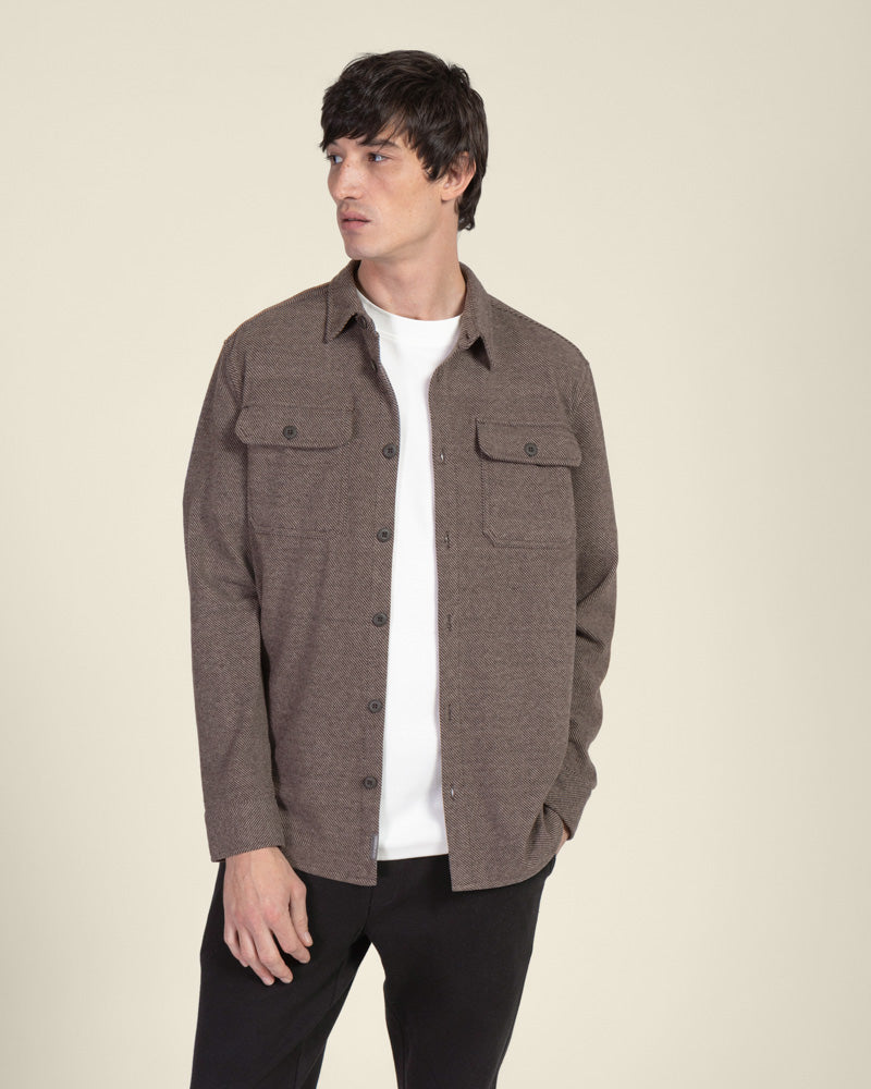 Herringbone Jersey Casual Overshirt
