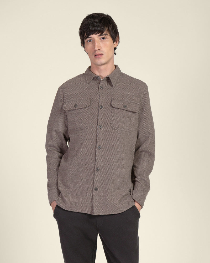 Herringbone Jersey Casual Overshirt