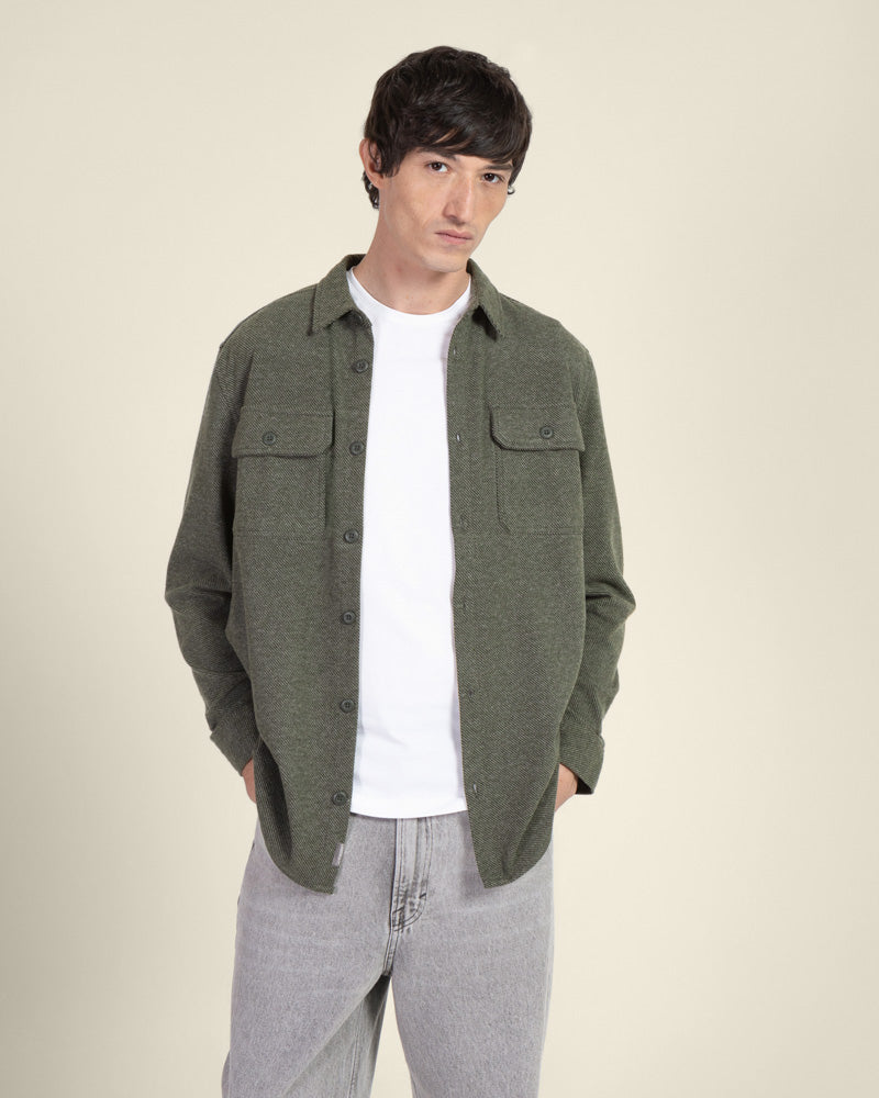 Herringbone Jersey Casual Overshirt