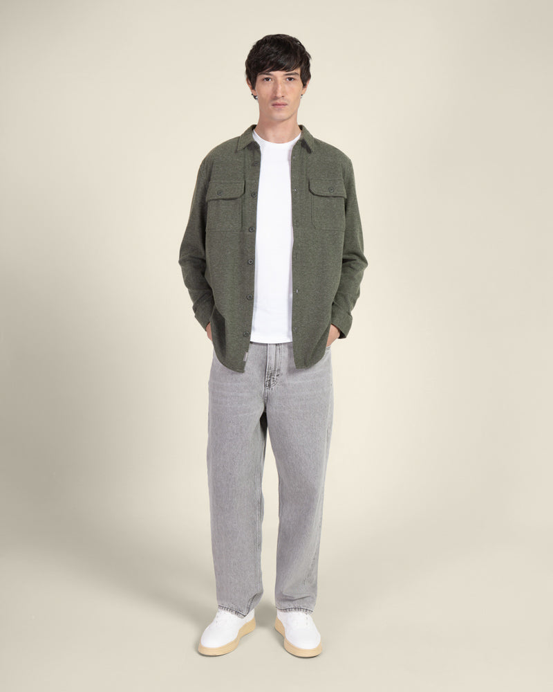 Herringbone Jersey Casual Overshirt