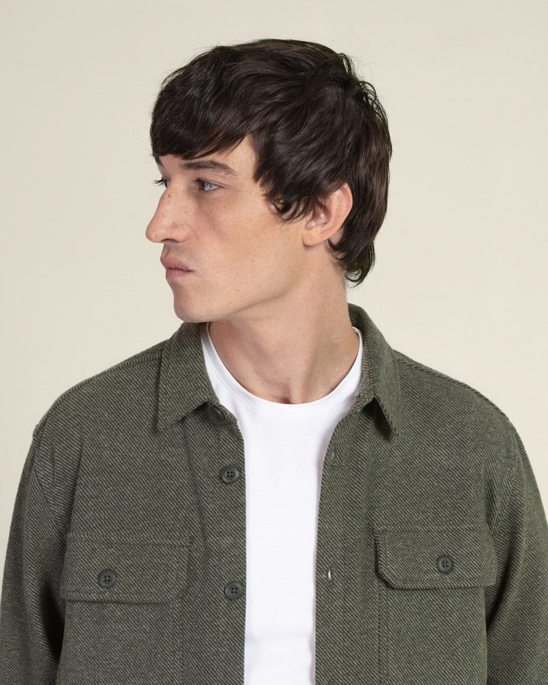 Herringbone Jersey Casual Overshirt