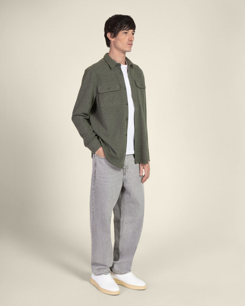 Herringbone Jersey Casual Overshirt