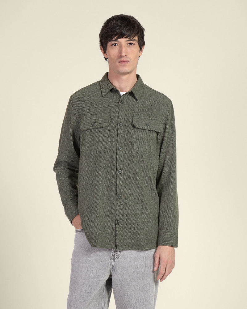 Herringbone Jersey Casual Overshirt