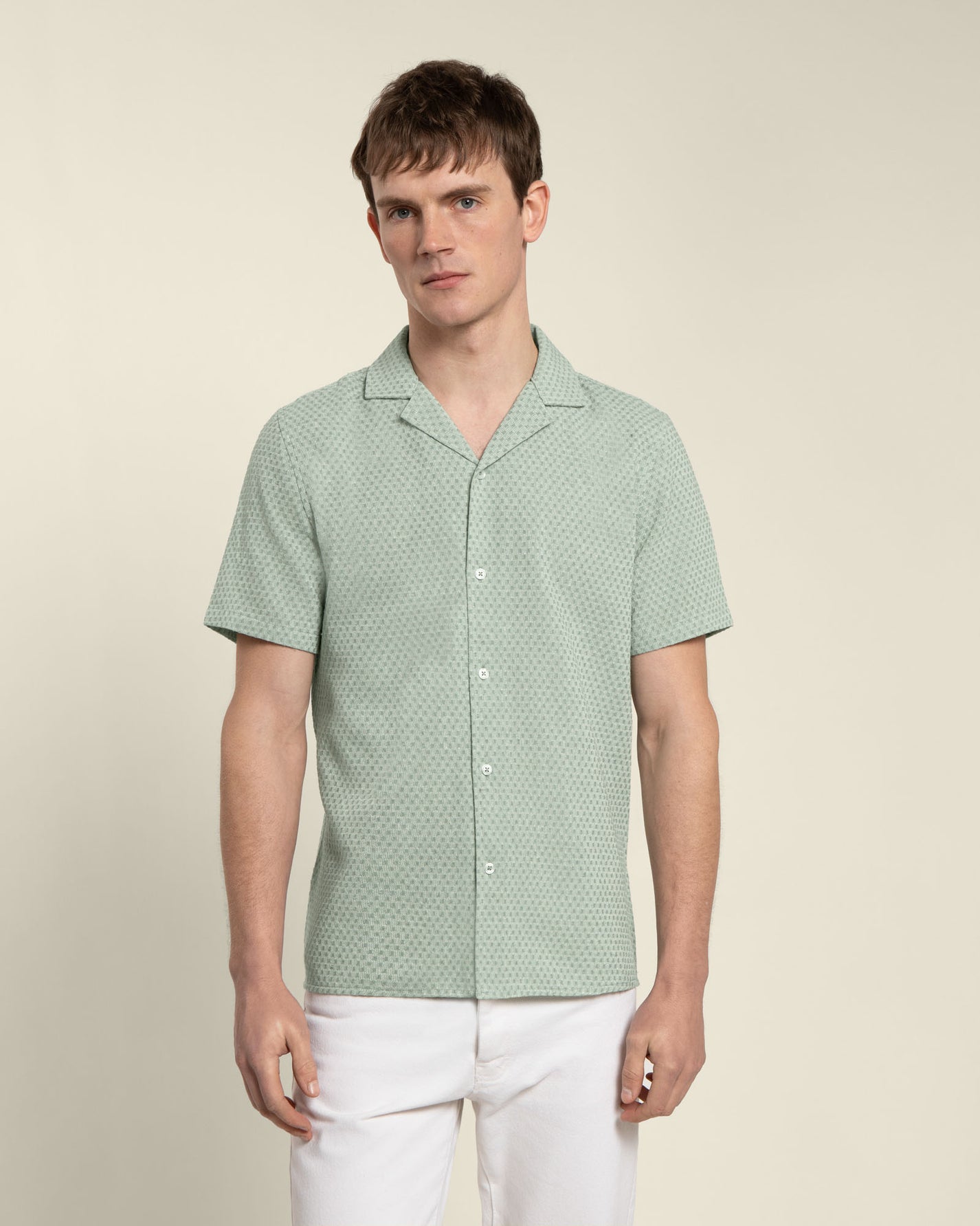 Mint Textured Short Sleeve Shirt