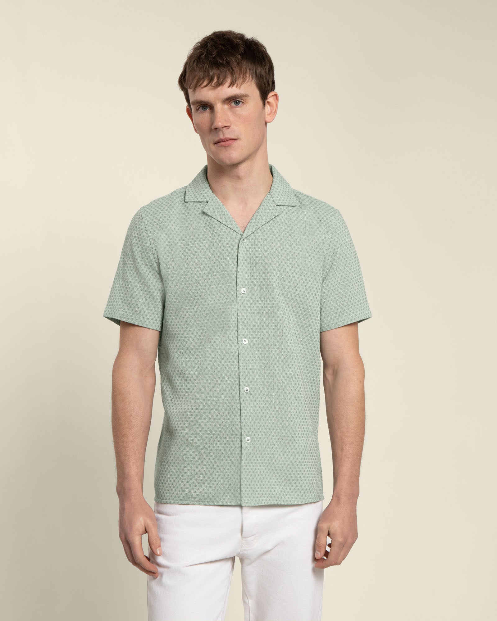 Mint Textured Short Sleeve Shirt