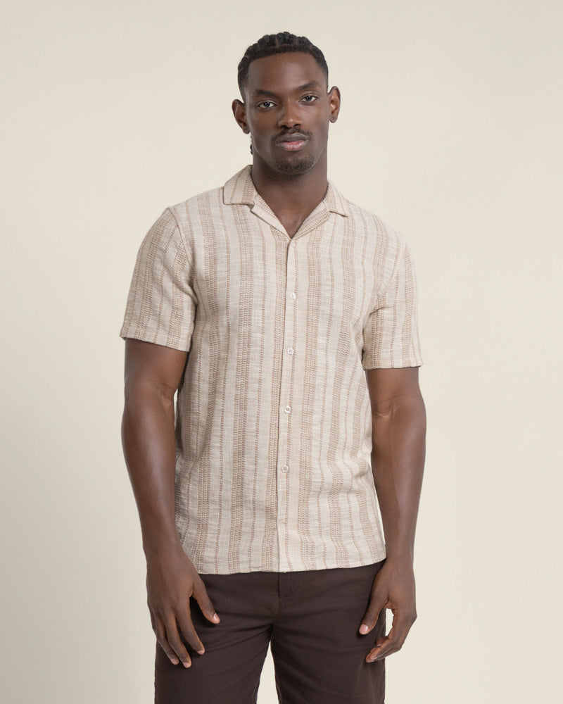Aric - Jacquard Stripe Short Sleeve Shirt