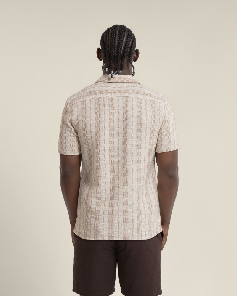 Aric - Jacquard Stripe Short Sleeve Shirt