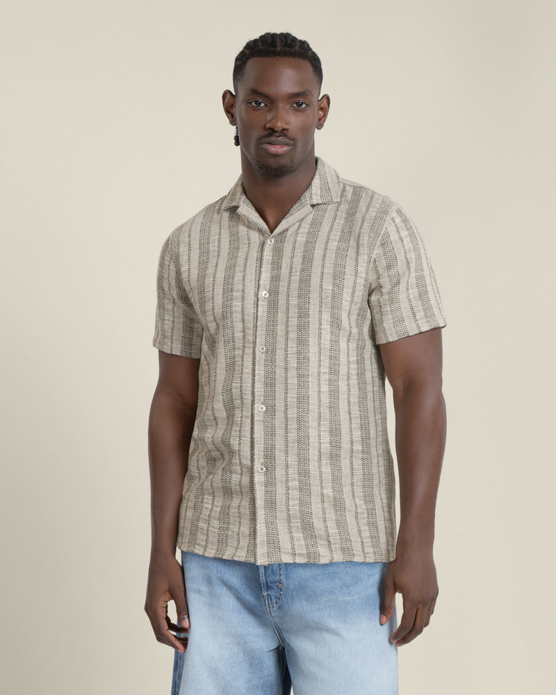 Aric - Jacquard Stripe Short Sleeve Shirt
