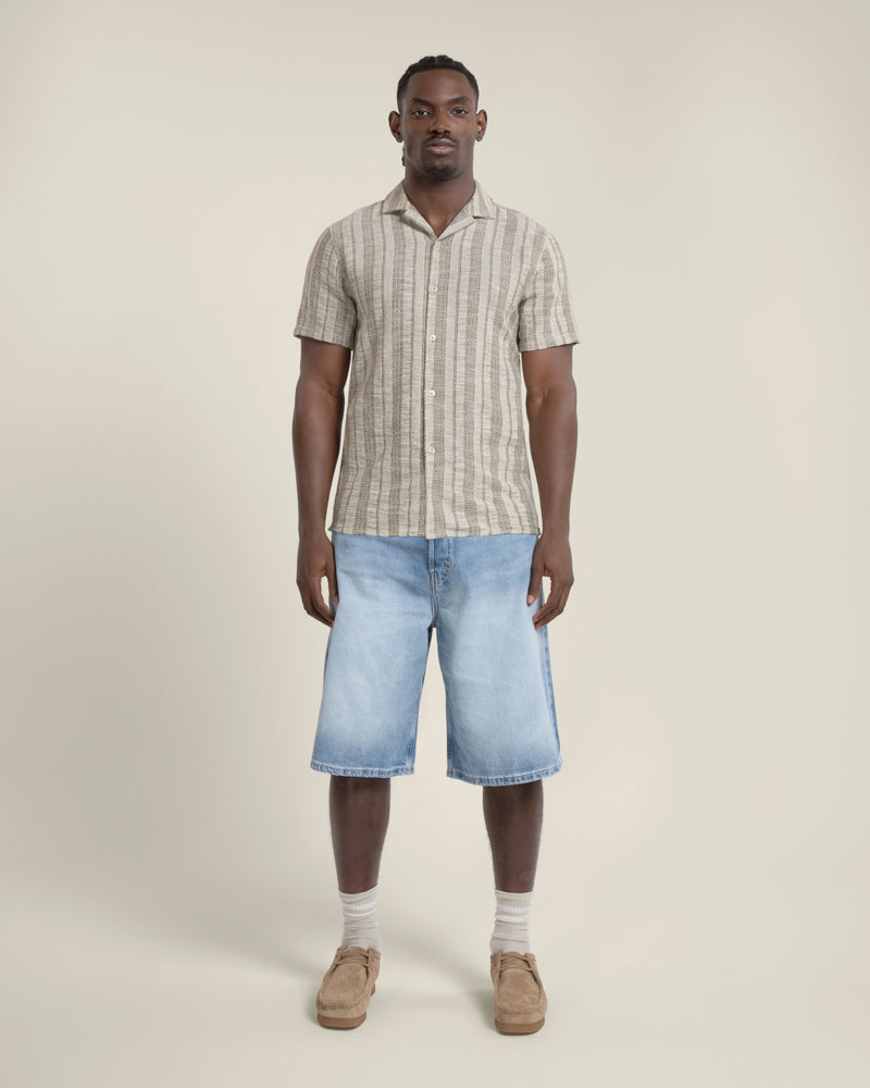 Aric - Jacquard Stripe Short Sleeve Shirt