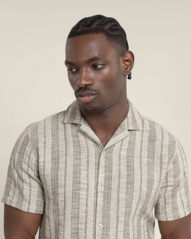 Aric - Jacquard Stripe Short Sleeve Shirt