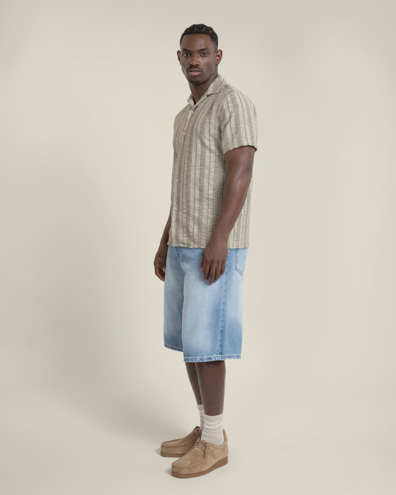 Aric - Jacquard Stripe Short Sleeve Shirt