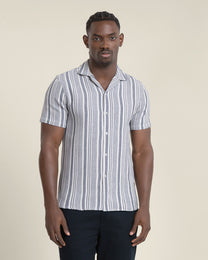 Olsen - Waffle Stripe Short Sleeve Shirt