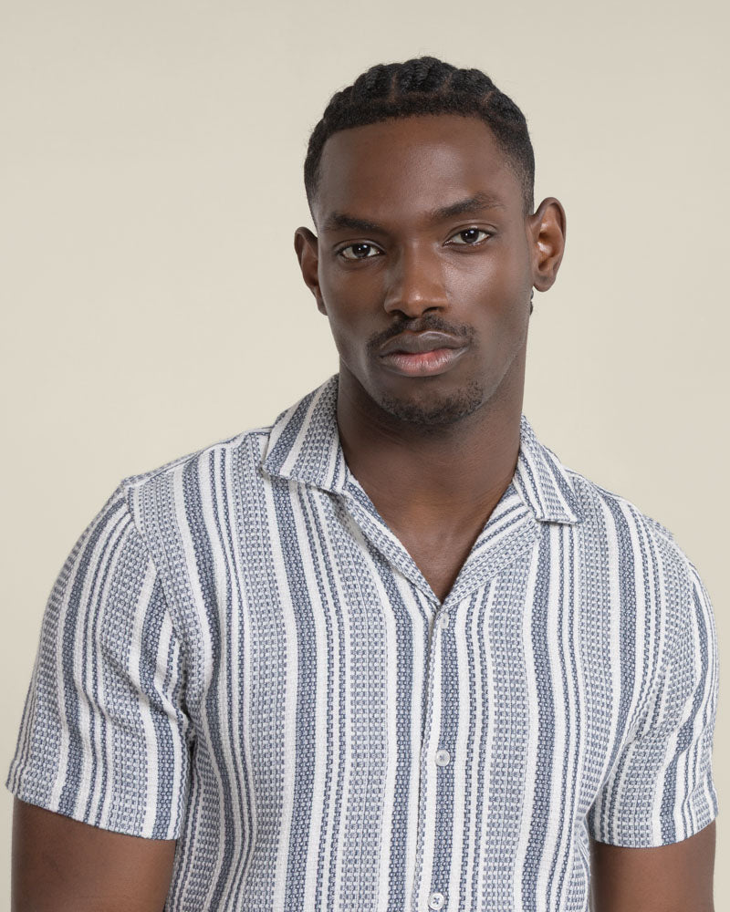 Olsen - Waffle Stripe Short Sleeve Shirt