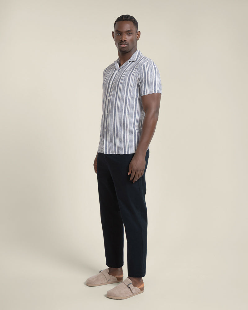 Olsen - Waffle Stripe Short Sleeve Shirt