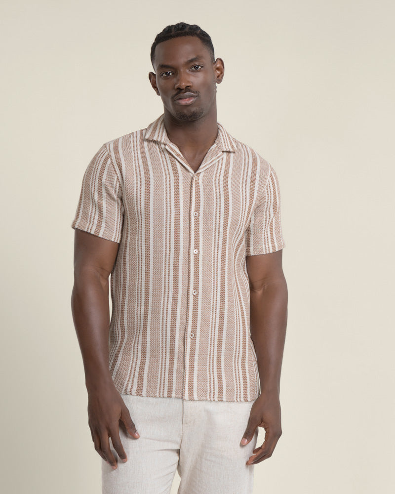 Olsen - Waffle Stripe Short Sleeve Shirt