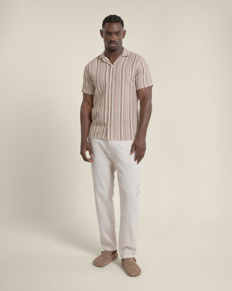 Olsen - Waffle Stripe Short Sleeve Shirt