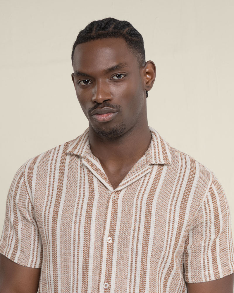 Olsen - Waffle Stripe Short Sleeve Shirt