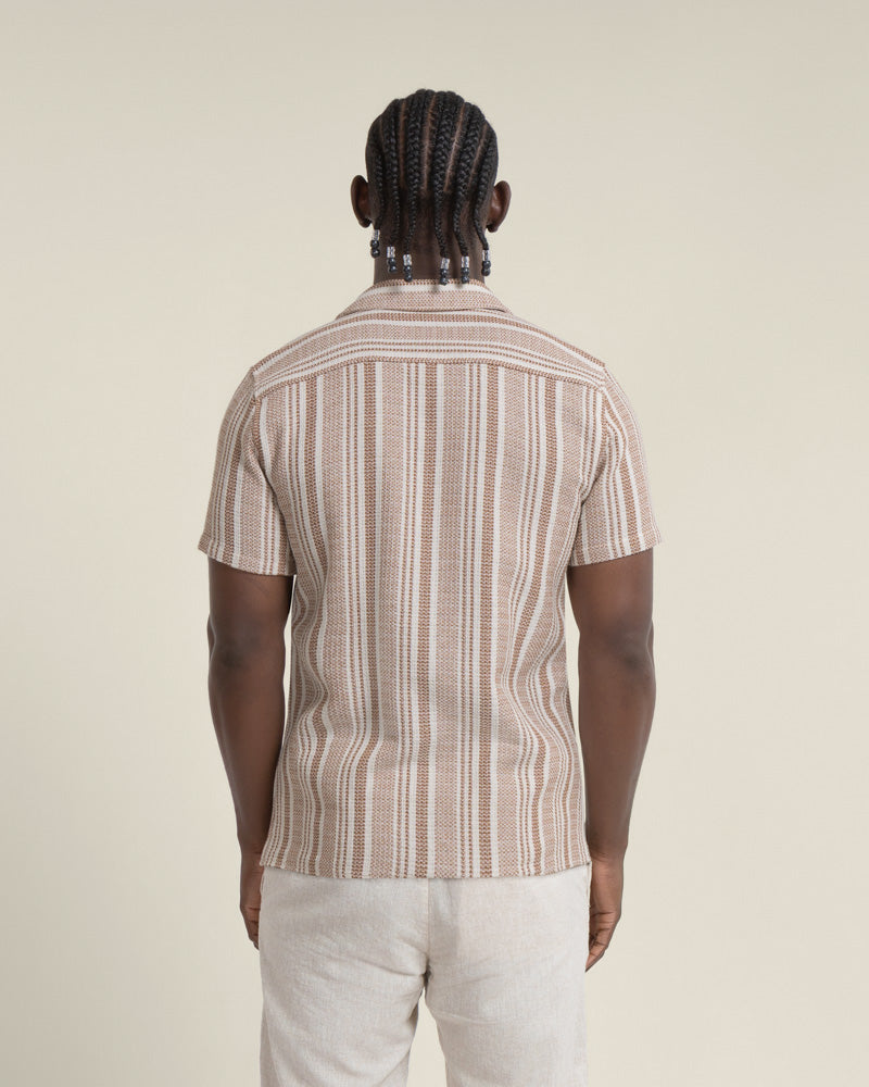 Olsen - Waffle Stripe Short Sleeve Shirt