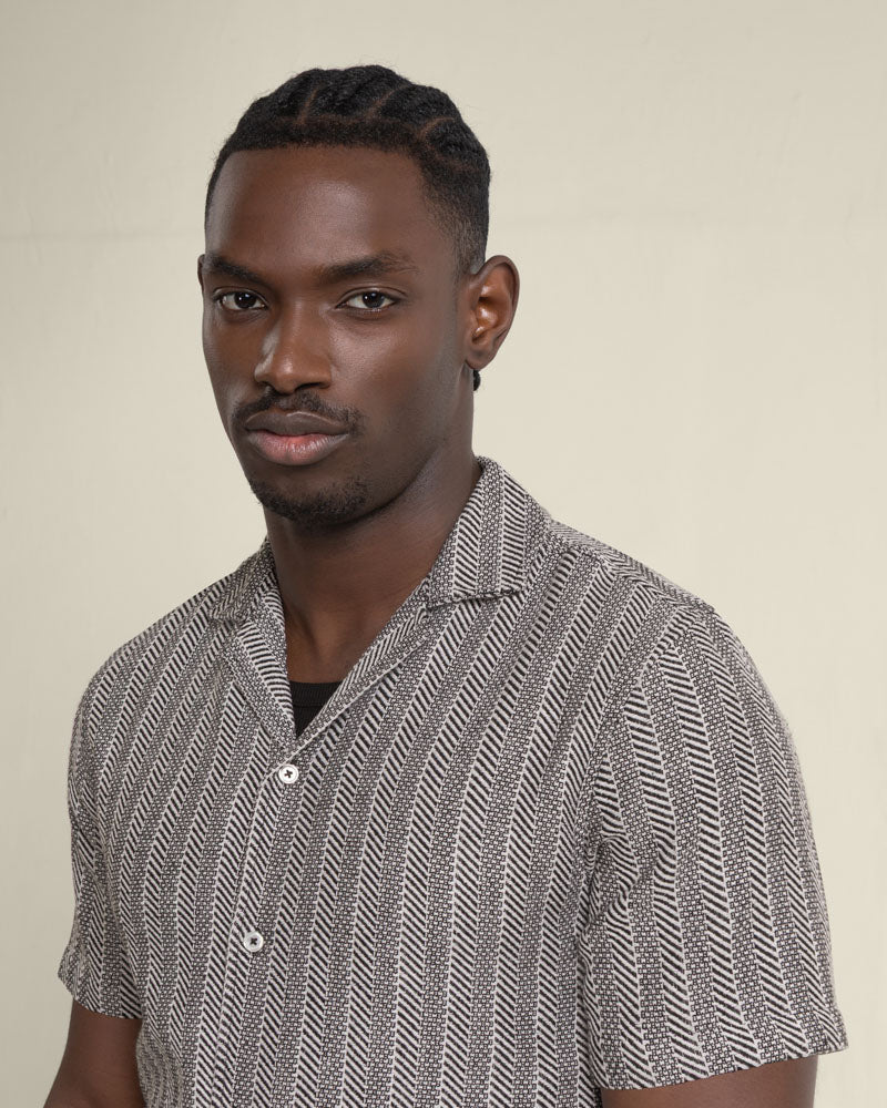 Frans - Twill Jacquard Stripe Short Sleeve Shirt