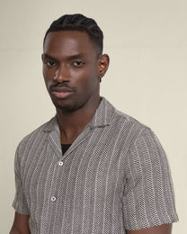 Frans - Twill Jacquard Stripe Short Sleeve Shirt