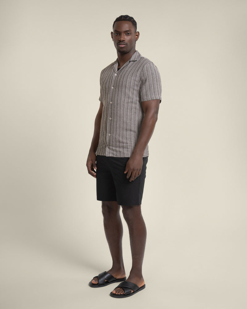 Frans - Twill Jacquard Stripe Short Sleeve Shirt