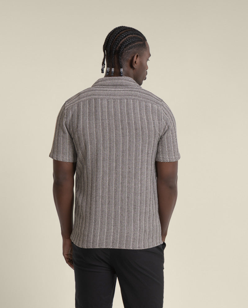 Frans - Twill Jacquard Stripe Short Sleeve Shirt