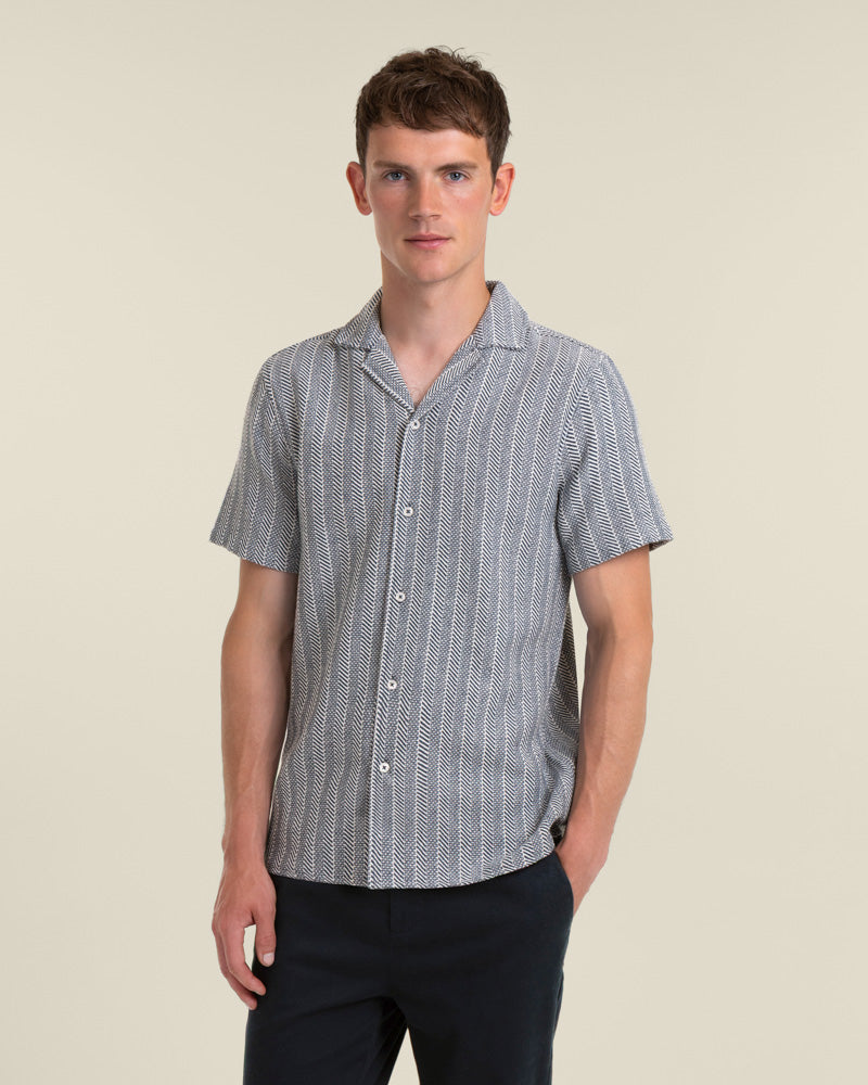 Frans - Twill Jacquard Stripe Short Sleeve Shirt