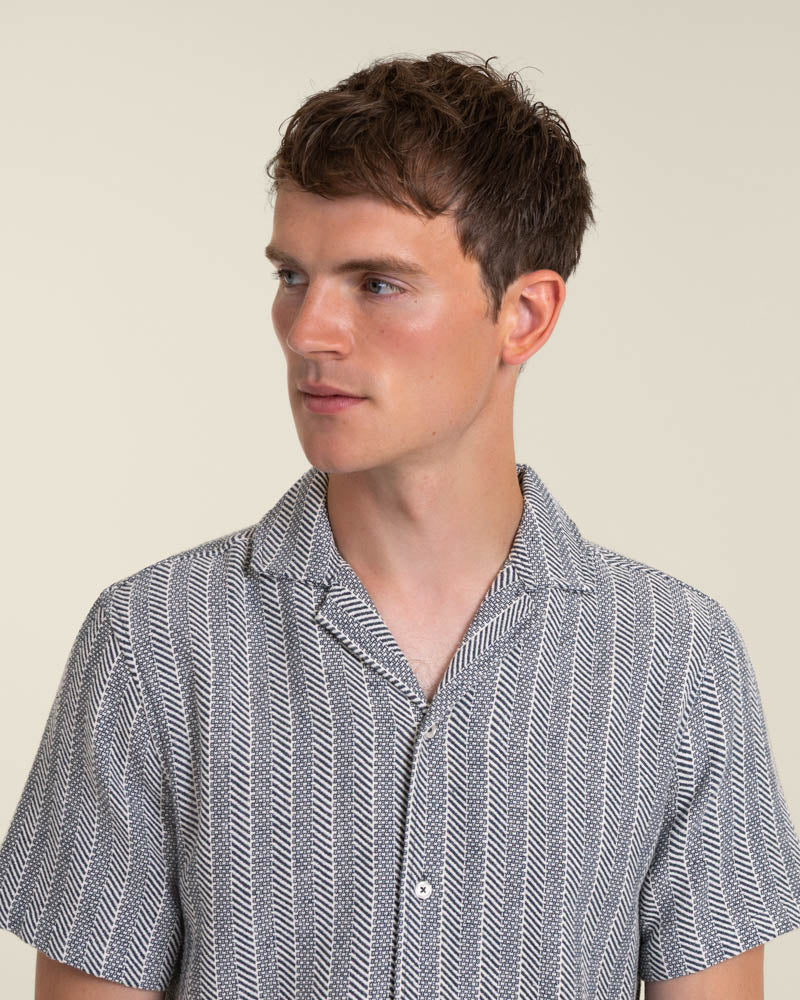 Frans - Twill Jacquard Stripe Short Sleeve Shirt