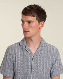 Frans - Twill Jacquard Stripe Short Sleeve Shirt