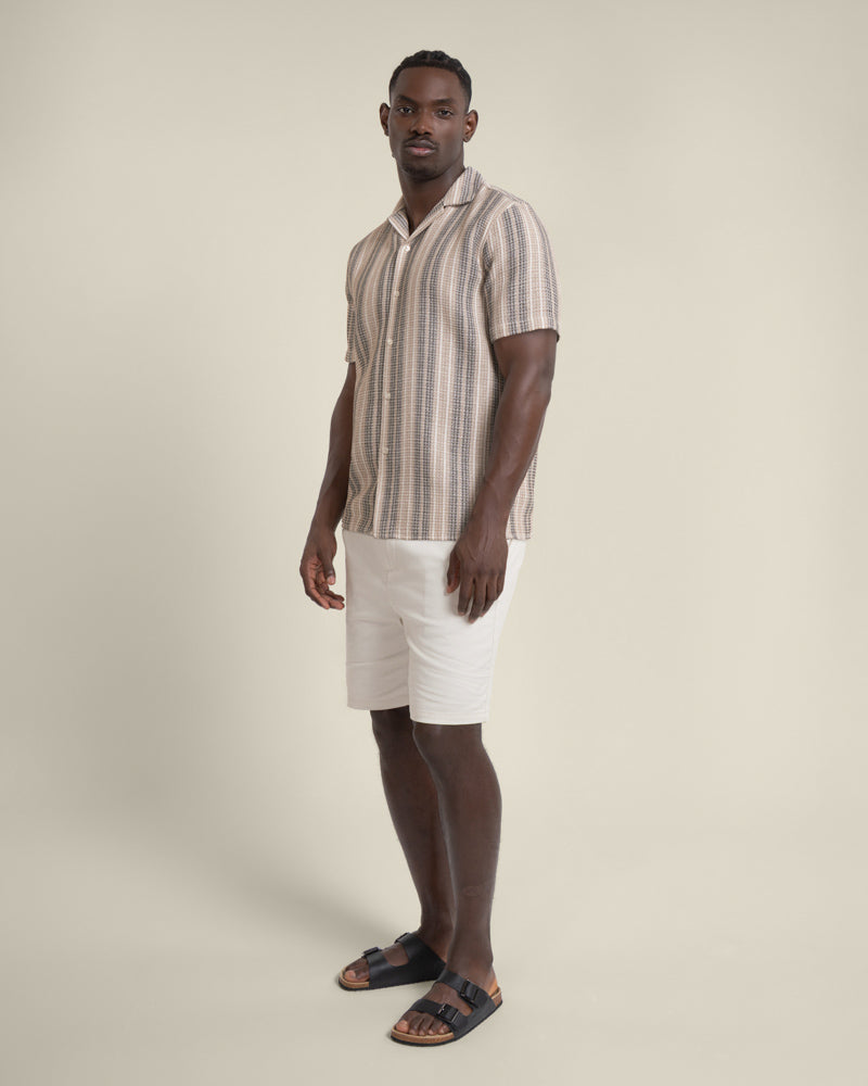 Ivar - Waffle Jacquard Stripe Short Sleeve Shirt