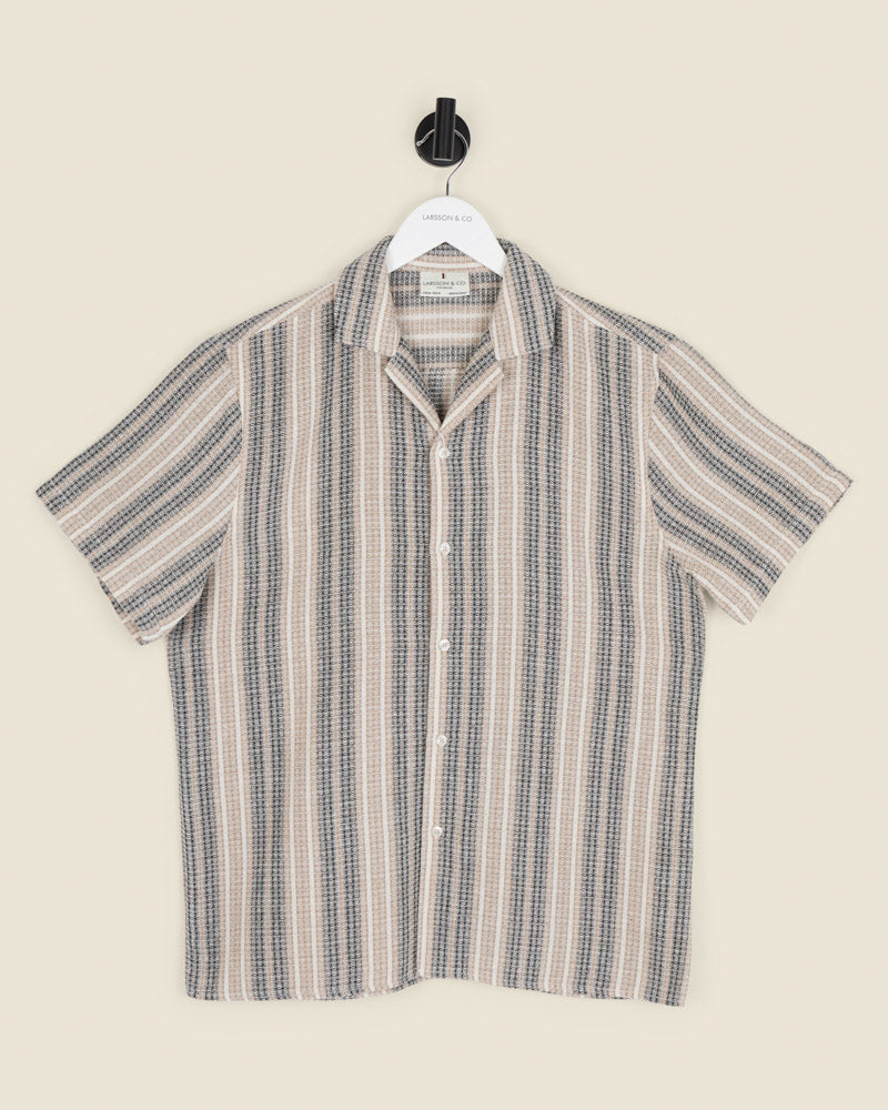 Ivar - Waffle Jacquard Stripe Short Sleeve Shirt