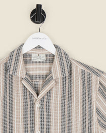 Ivar - Waffle Jacquard Stripe Short Sleeve Shirt