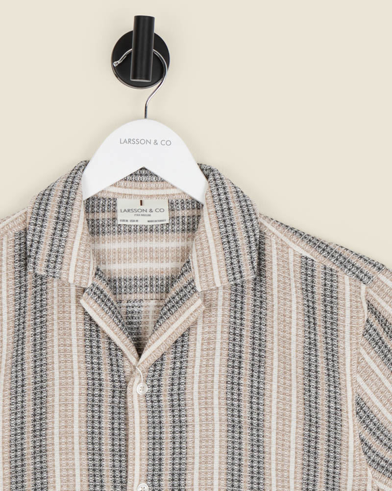 Ivar - Waffle Jacquard Stripe Short Sleeve Shirt