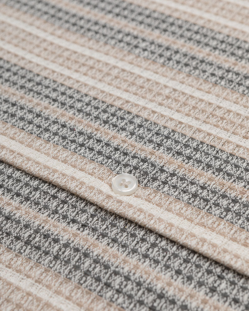 Ivar - Waffle Jacquard Stripe Short Sleeve Shirt